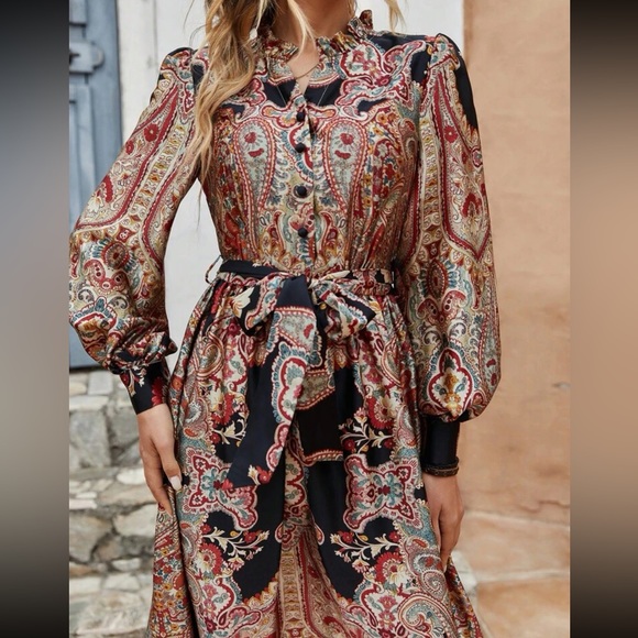 Boho floral paisley print maxi dress - Picture 4 of 6